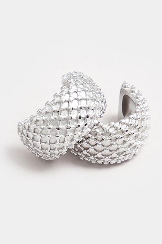 Evans Yours Silver Tone Stainless Steel Textured Hoop Earrings