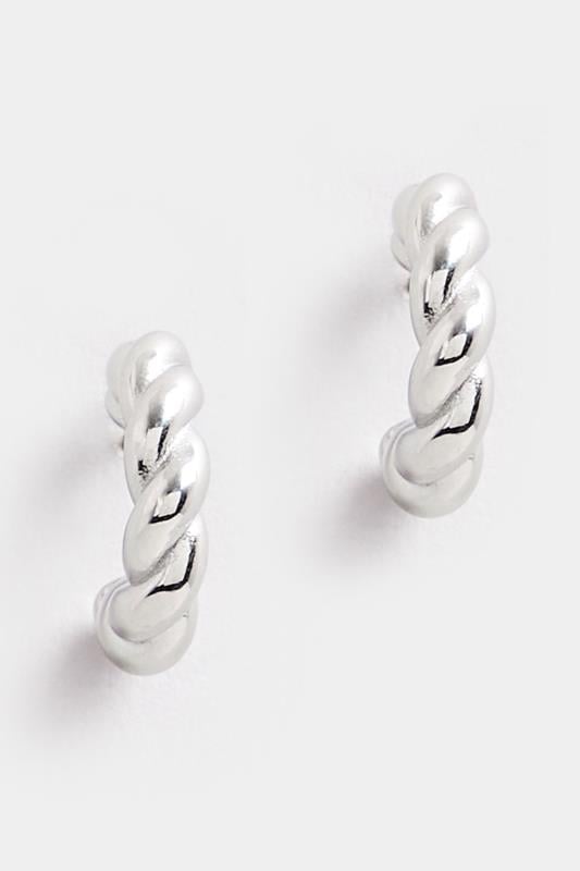 Evans Yours Silver Tone Stainless Steel Twisted Hoop Earrings