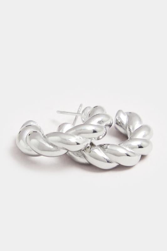 Evans Yours Silver Tone Stainless Steel Twisted Hoop Earrings