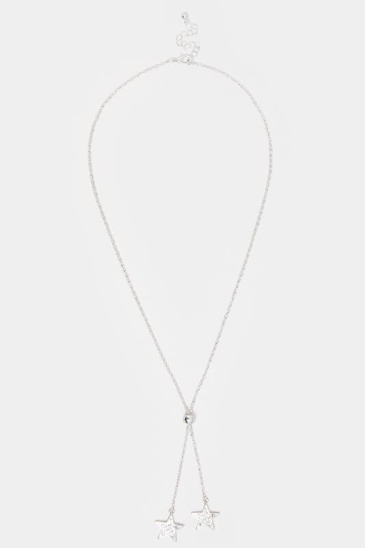 Evans Yours Silver Tone Star Pendant Lariat Necklace