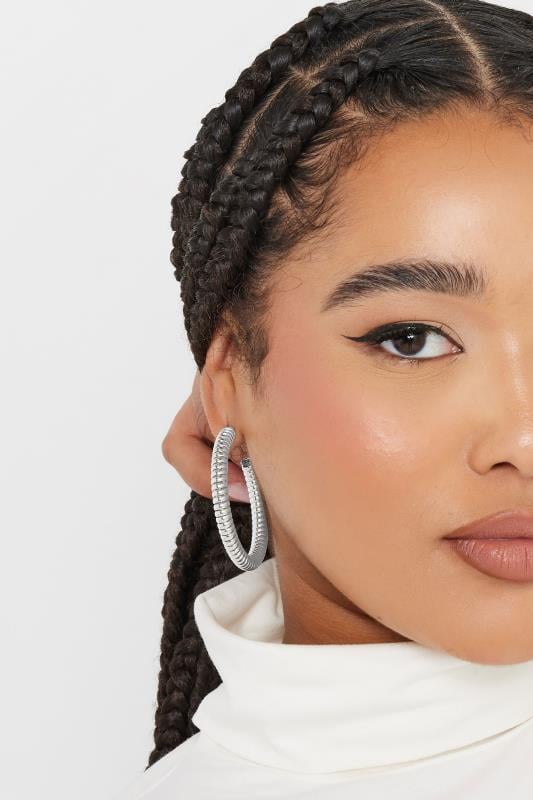evans Yours Silver Tone Statement Coil Hoop Earrings