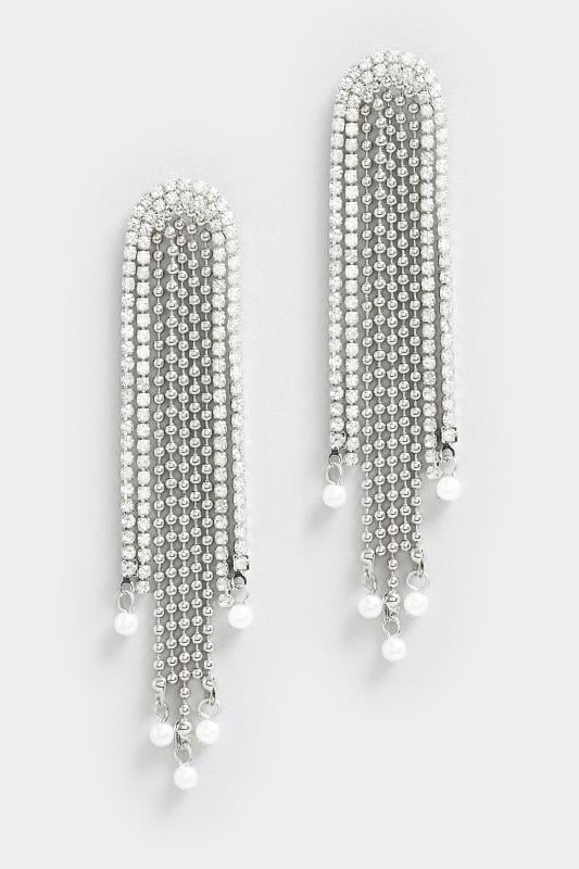 Evans Yours Silver Tone Statement Diamante Drop Earrings
