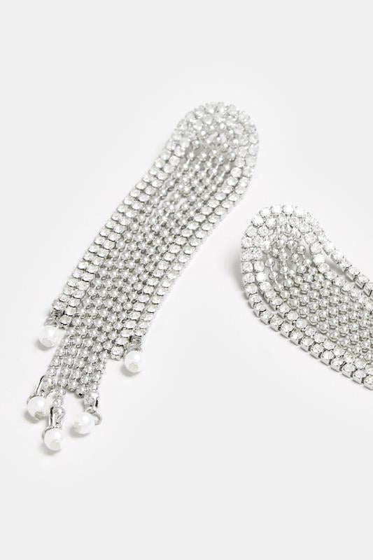 Evans Yours Silver Tone Statement Diamante Drop Earrings