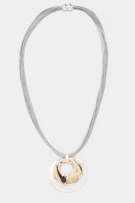 Evans Yours Silver Tone Statement Mixed Metal Pendant Necklace