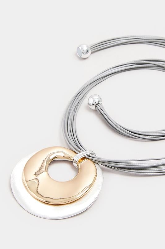 Evans Yours Silver Tone Statement Mixed Metal Pendant Necklace