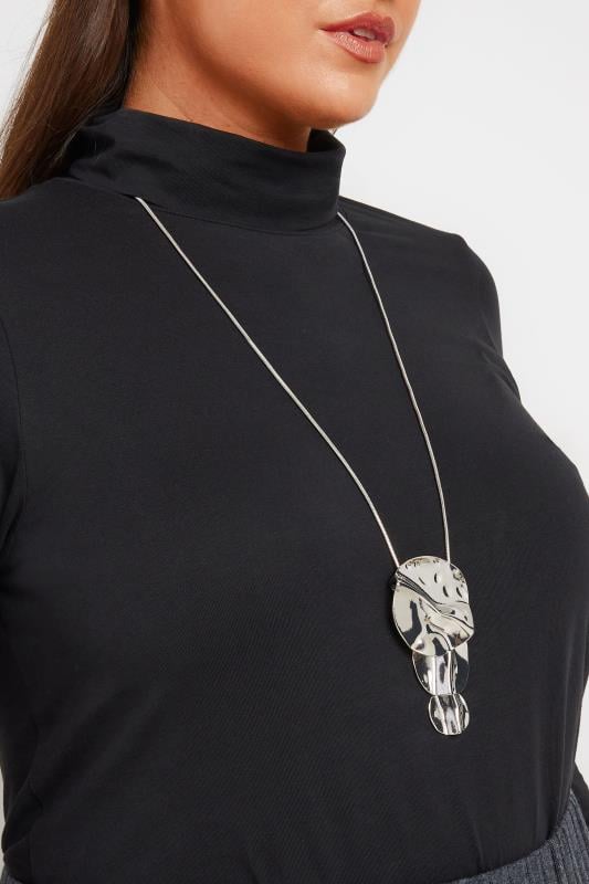 evans Yours Silver Tone Statement Triple Disc Pendant Necklace