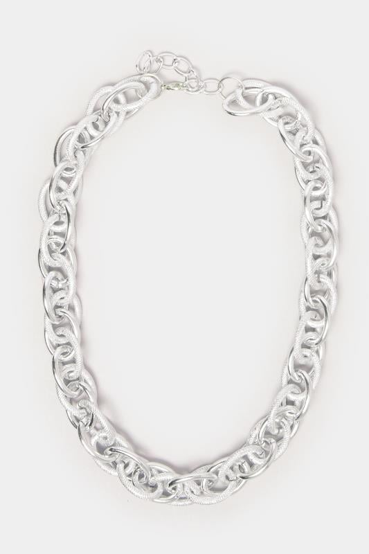 Evans Yours Silver Tone Textured Chunky Statement Necklace
