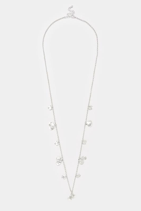 Evans Yours Silver Tone Textured Disc Long Necklace
