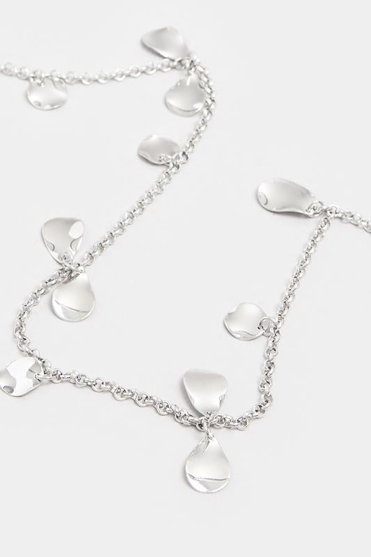 Evans Yours Silver Tone Textured Disc Long Necklace