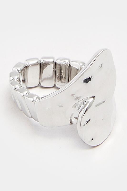 Evans Yours Silver Tone Textured Hammered Stretch Ring