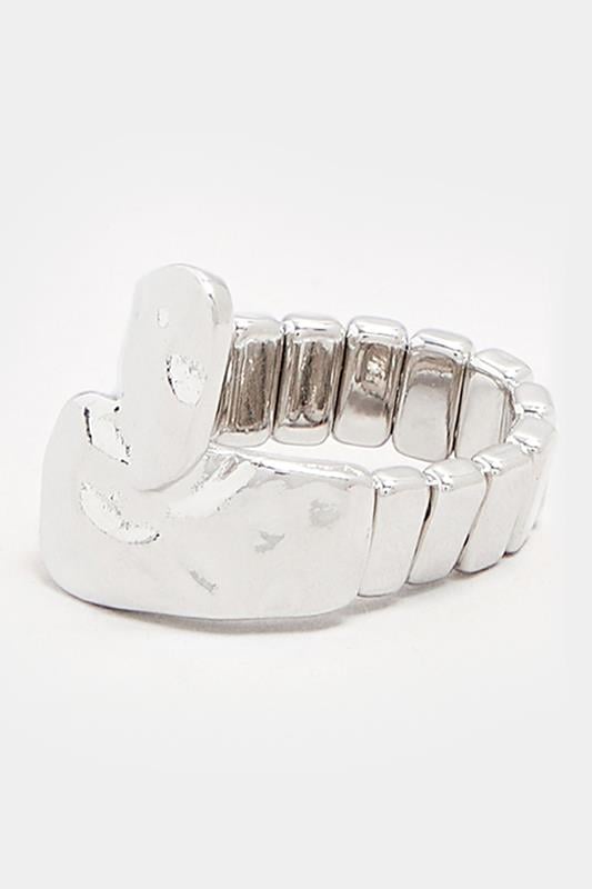 Evans Yours Silver Tone Textured Hammered Stretch Ring