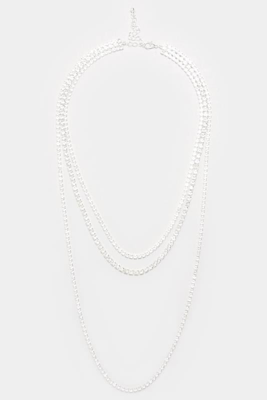 Evans Yours Silver Tone Triple Layer Diamante Necklace