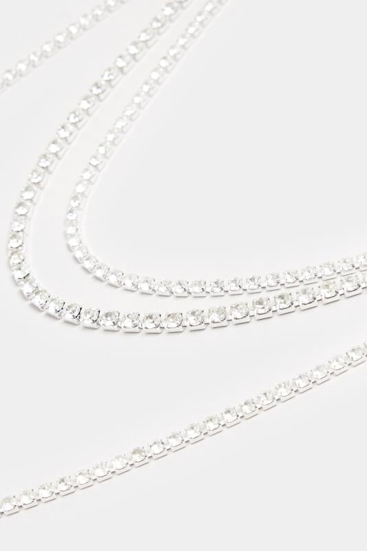 Evans Yours Silver Tone Triple Layer Diamante Necklace