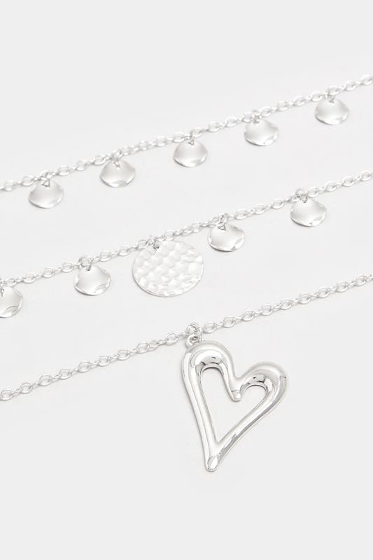 Evans Yours Silver Tone Triple Layer Disc Heart Necklace