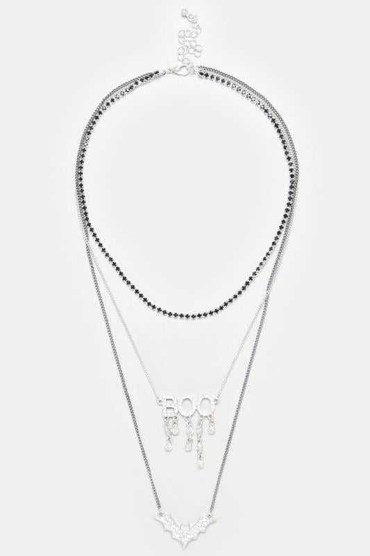 Evans Yours Silver Tone Triple Layer Halloween Necklace