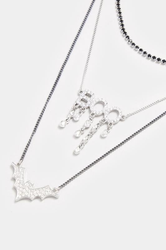 Evans Yours Silver Tone Triple Layer Halloween Necklace