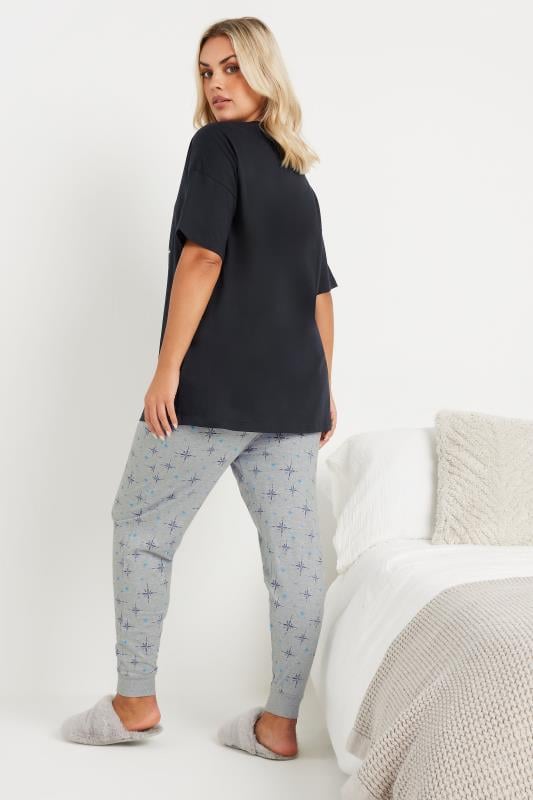 Evans Yours SNOOPY Curve Navy Blue 'Relax' Cuffed Pyjama Set