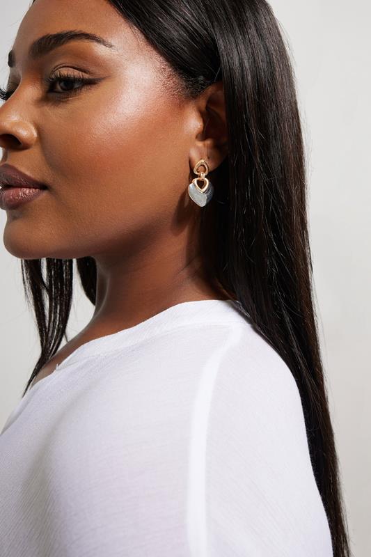 evans Yours Two Tone Gold & Silver Heart Drop Earrings