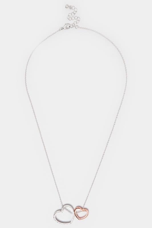 Evans Yours Two Tone Silver & Rose Gold Heart Pendant Necklace