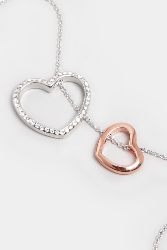 Evans Yours Two Tone Silver & Rose Gold Heart Pendant Necklace