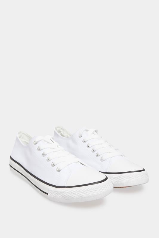 Evans Yours White Canvas Low Trainers In Wide E Fit