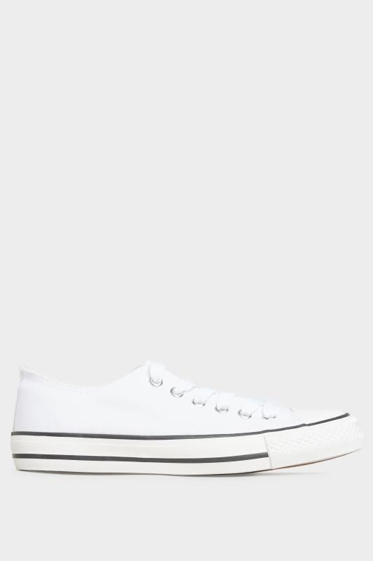 Evans Yours White Canvas Low Trainers In Wide E Fit