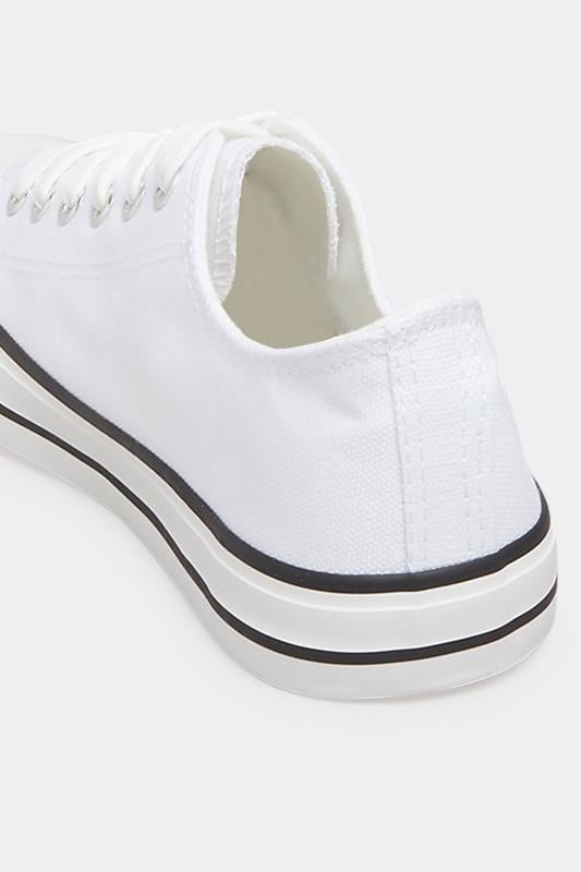 Evans Yours White Canvas Low Trainers In Wide E Fit