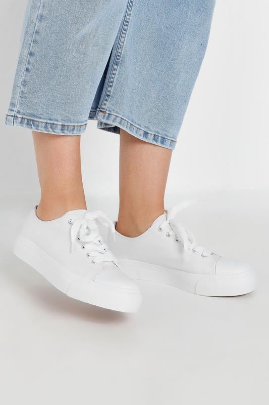 Evans Yours White Canvas Trainers In Wide E & Extra Wide EEE Fit