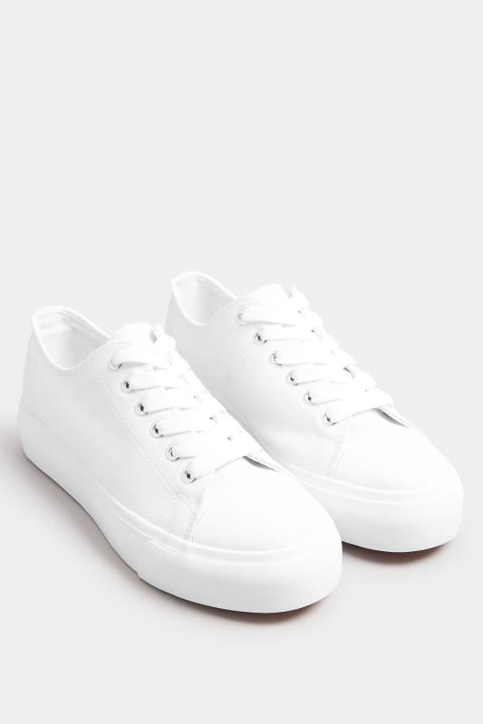 Evans Yours White Canvas Trainers In Wide E & Extra Wide EEE Fit