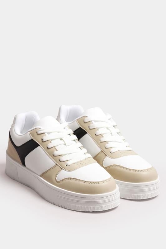Evans Yours White Contrast Chunky Trainers In Wide E Fit