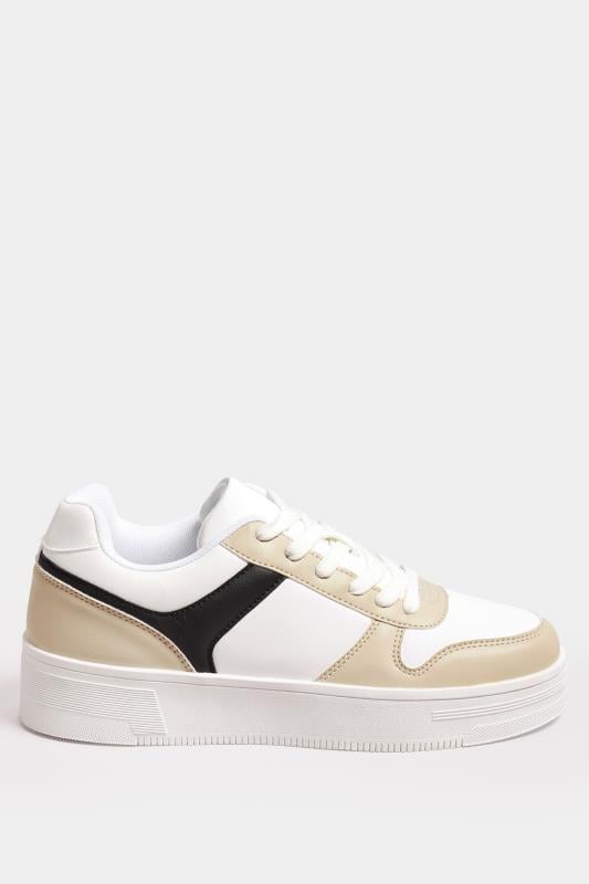 Evans Yours White Contrast Chunky Trainers In Wide E Fit