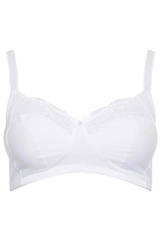 Evans YOURS White Cotton Lace Trim Non-Padded Non-Wired Bralette