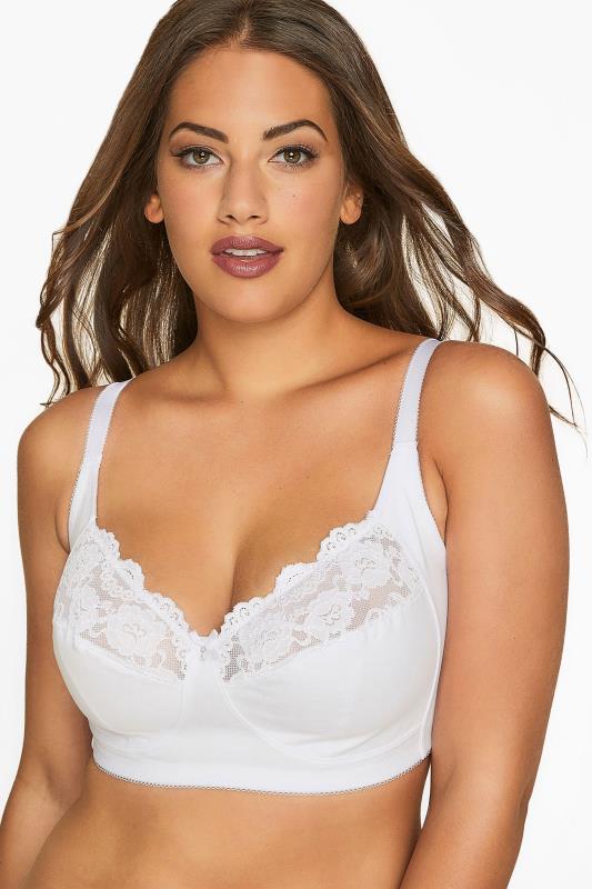evans YOURS White Cotton Lace Trim Non-Padded Non-Wired Bralette