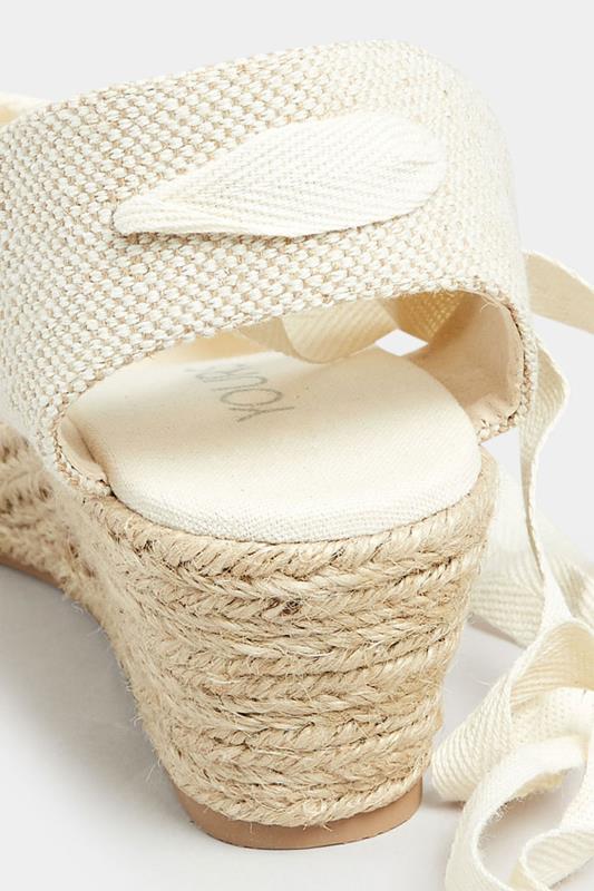 Evans Yours White Crochet Lace Up Espadrille Wedges In Wide E Fit & Extra Wide EEE Fit