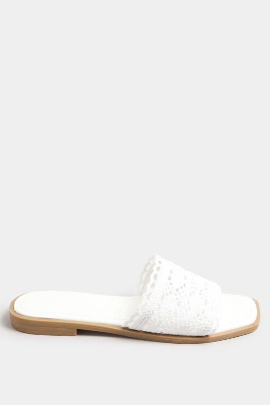 Evans Yours White Crochet Mule Sandals In Extra Wide EEE Fit