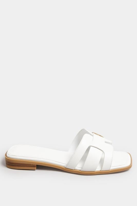 Evans Yours White Cut Out Mule Sandals In Wide E & Extra Wide EEE Fit