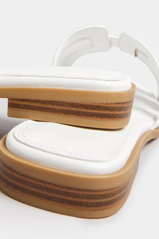 Evans Yours White Cut Out Mule Sandals In Wide E & Extra Wide EEE Fit