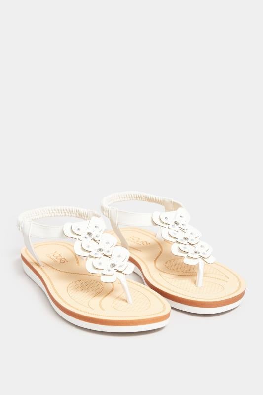 Evans Yours White Diamante Butterfly Sandals In Extra Wide EEE Fit