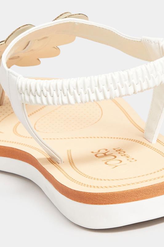 Evans Yours White Diamante Butterfly Sandals In Extra Wide EEE Fit