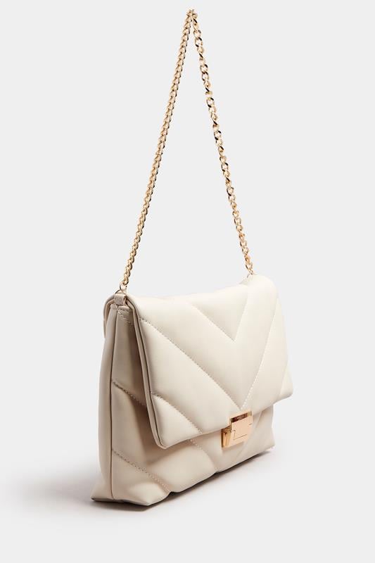 Evans Yours White Faux Leather Quilted Shoulder Bag