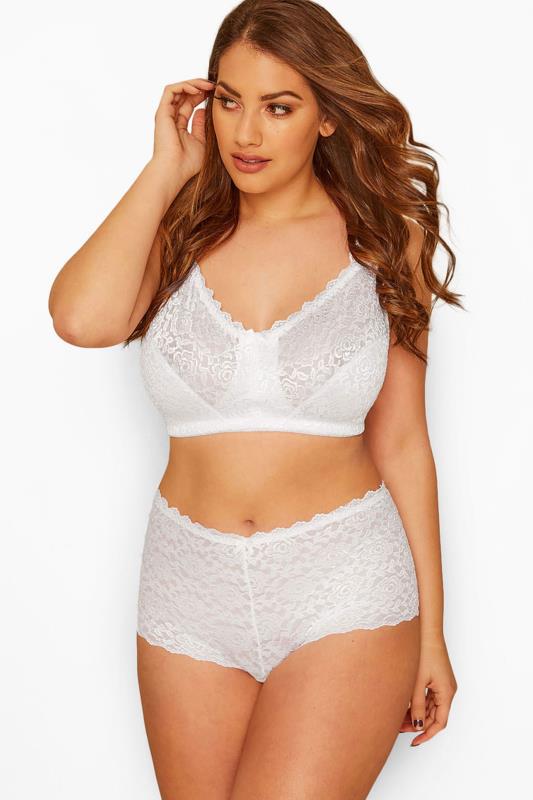 Evans YOURS White Hi Shine Lace Non-Padded Non-Wired Full Cup Bra