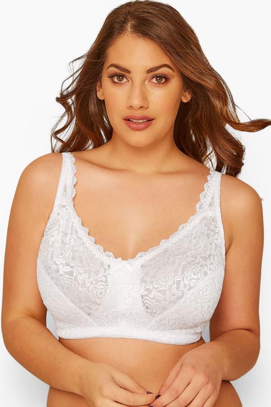evans YOURS White Hi Shine Lace Non-Padded Non-Wired Full Cup Bra