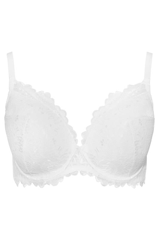 Evans YOURS White Lace Padded Underwired Plunge Bra
