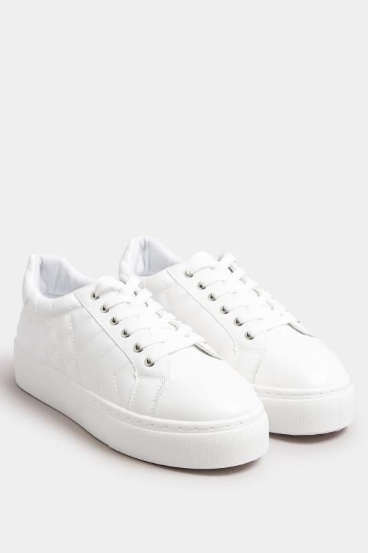 Evans Yours White Quilted Design Trainers In Wide E Fit & Extra Wide EEE Fit
