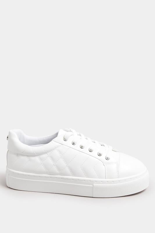 Evans Yours White Quilted Design Trainers In Wide E Fit & Extra Wide EEE Fit