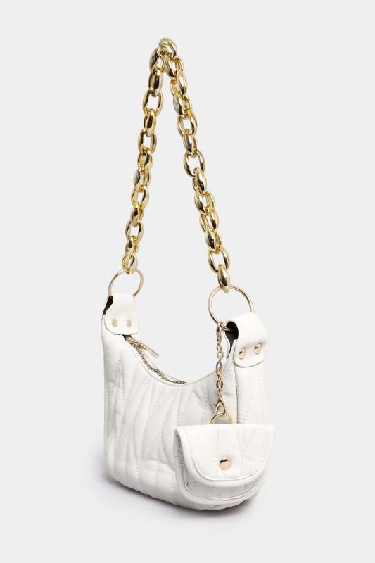 Evans Yours White Quilted Multi Pocket Chunky Chain Bag
