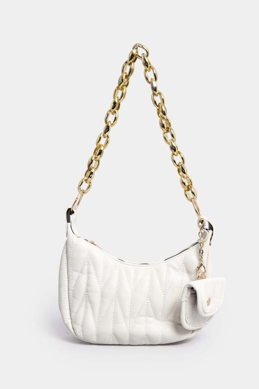 Evans Yours White Quilted Multi Pocket Chunky Chain Bag