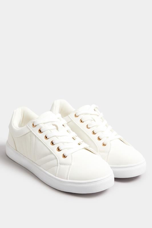 Evans Yours White Quilted Trainers In Extra Wide EEE Fit