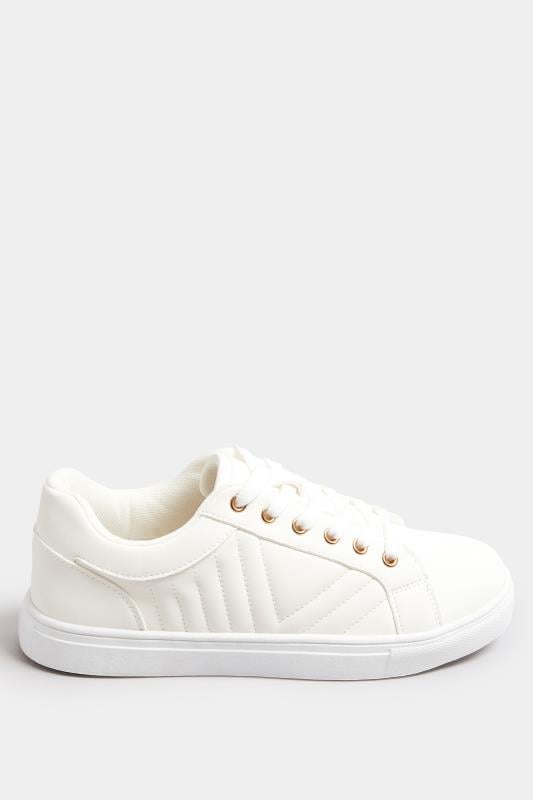 Evans Yours White Quilted Trainers In Extra Wide EEE Fit