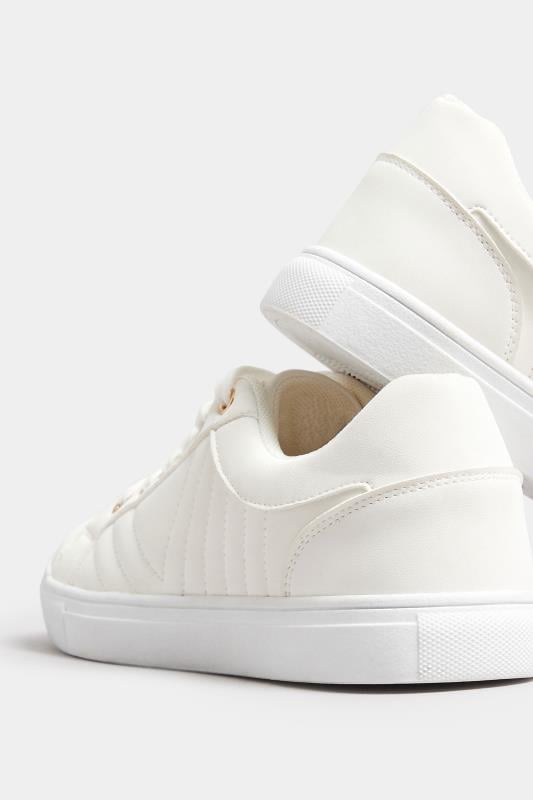 Evans Yours White Quilted Trainers In Extra Wide EEE Fit